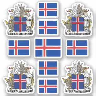 IJslandse staatssymbolen / wapenschild en vlag Sticker