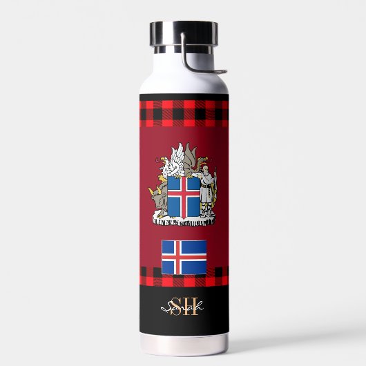 IJslandse Vacuüm geïsoleerd, IJslandse vlag Waterfles (Links)