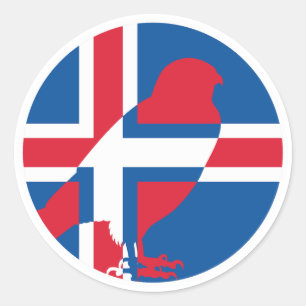 IJslandse valk Gyrfalcon IJslands nationaal dier Ronde Sticker