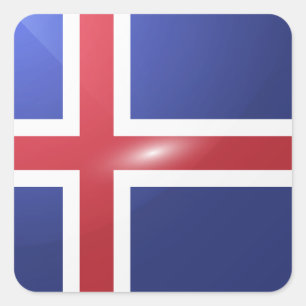 IJslandse vierkante glanzende vlag Sticker