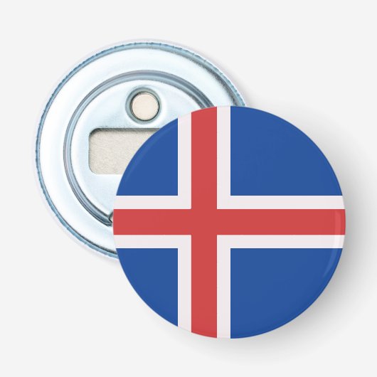 IJslandse vlag Button Flesopener (Voorkant)