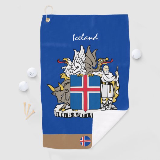 IJslandse vlag en IJsland, monogrammen/Golfhanddoe Golfhanddoek (Insitu)