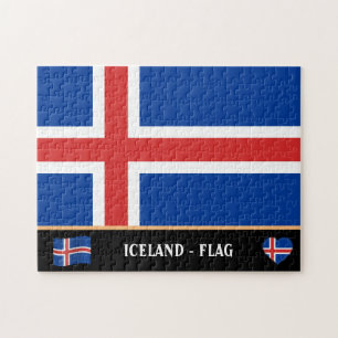 IJslandse vlag en IJslands land/IJsland Legpuzzel