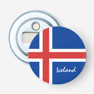 IJslandse vlag en IJslandse vakantie-/sportfans Button Flesopener