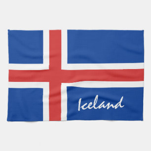 IJslandse vlag en IJslandse vakantie-/sportfans Theedoek