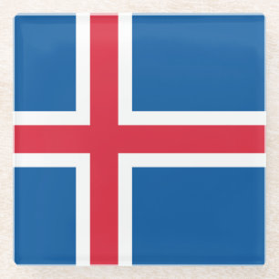 IJslandse vlag Glazen Onderzetter