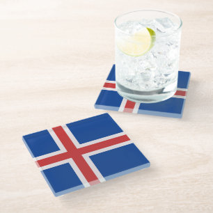 IJslandse vlag Glazen Onderzetter