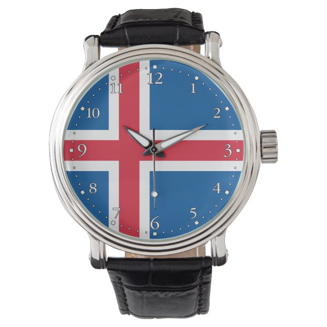 IJslandse vlag Horloge (Voorkant)