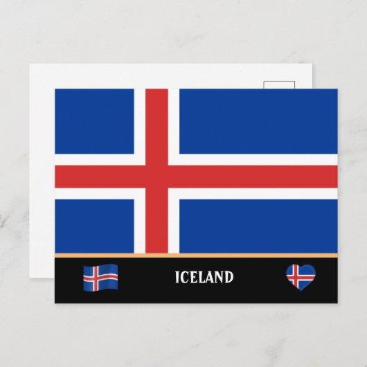 IJslandse Vlag & IJsland land reizen / IJsland Briefkaart (Voorkant / Achterkant)
