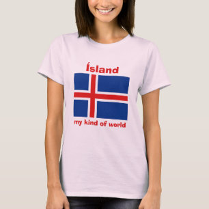 IJslandse vlag + kaart + tekst T-shirt