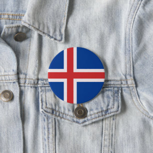 IJslandse vlag Ronde Button 7,6 Cm