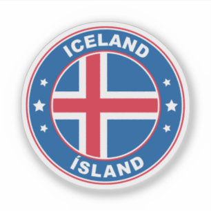 IJslandse vlag Ronde cirkel embleem Sticker