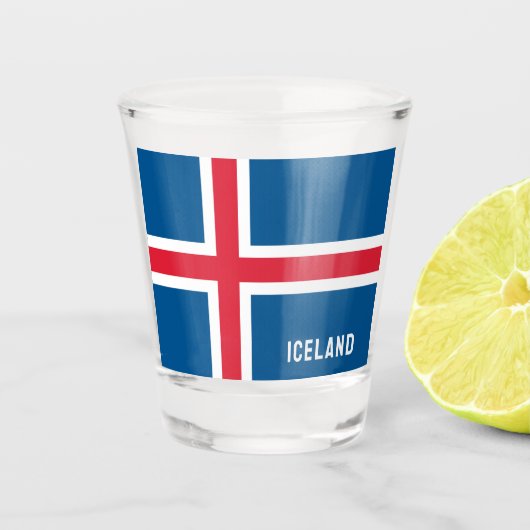 IJslandse vlag Shot Glas (Voorkant)