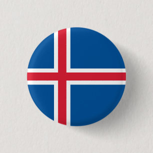 IJslandse vlag, vlag van IJsland Ronde Button 3,2 Cm