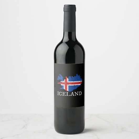 IJslandse vlag Wijn Etiket (Voorkant)