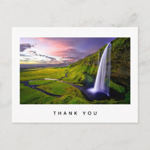 IJslandse Waterval Groene Natuur Foto Bedankt Briefkaart