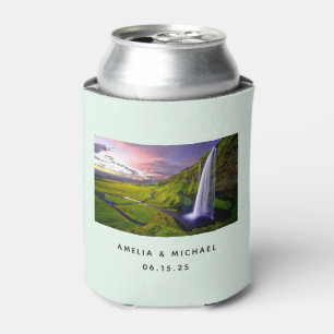 IJslandse Waterval Groene Natuur Foto Bruiloft Blikjeskoeler