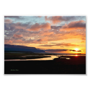 IJslandse zonsondergang Foto Afdruk