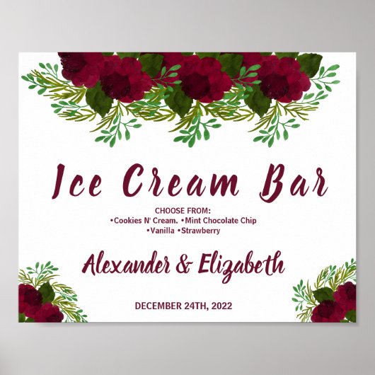 Ijslolly Bruidsdouche Trouw Rood Bloem Bord Poster (Voorkant)