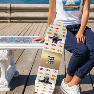 IJslolly's met initialen Retro zeekantpret Skateboard