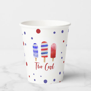 IJslolly's Two Cool Rood Wit Blauw 2e Verjaardag Papieren Bekers