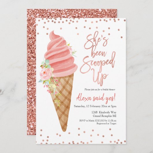 IJsme crème is een vrijgezellenfeest-invitat met d Kaart (Voorkant / Achterkant)