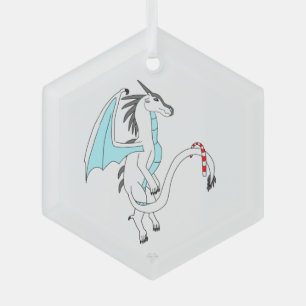 Ijsmuts de Witte IJsdraak Whimsical Kunst Glas Ornament