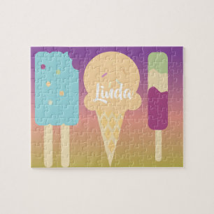 Ijsregenboogkleurige zomerkunst voor kinderen legpuzzel