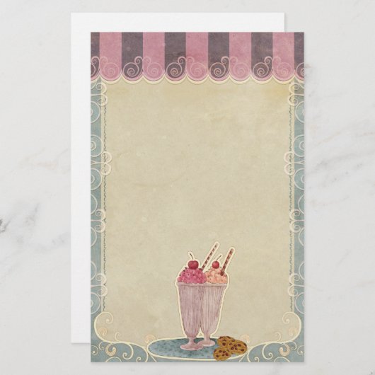 ijsroom en koekjesbenodigdheden briefpapier (Voorkant / Achterkant)