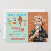 Ijsroom Schep Winkel Jongens Cool Lolly Uitnodigin Kaart (Voorkant)