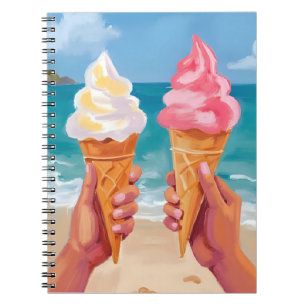 Ijsroom Strand Oceaan Aquarel Schilderij Notitieboek