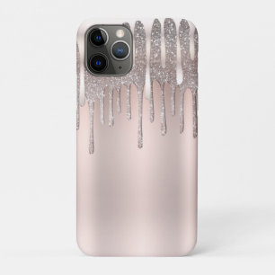 Ijsroze roze gouden diamant glittersparel druipend iPhone 11 pro hoesje