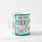 ijssalon teken turquoise wit koffiemok (Voorkant links)