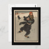 ijsschaatsen Beer Briefkaart (Voorkant / Achterkant)