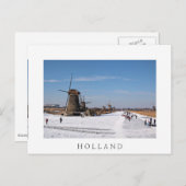 IJsschaatsen langs de windmolens in de winter Briefkaart (Voorkant / Achterkant)