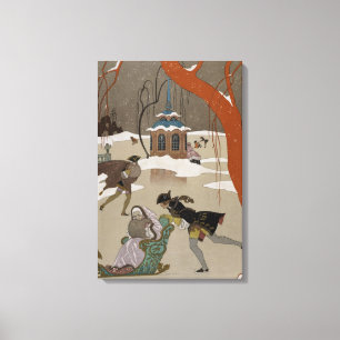 ijsschaatsen op het meer van de diepvries canvas afdruk