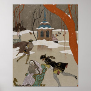 ijsschaatsen op het meer van de diepvries poster