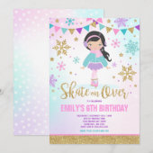 ijsschaatsen Uitnodiging ijsschaatsen Gold (Voorkant / Achterkant)