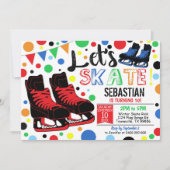 IJsschaatsen Uitnodiging ijsschaatsen Jongen Rood (Voorkant)