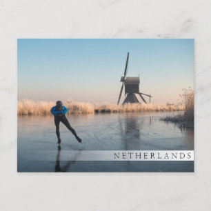IJsschaatsen voorbij windmolen en briefkaart van r