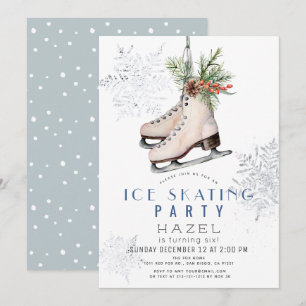 IJsschaatsfeest Bevroren Sneeuwvlok Witte Verjaard Kaart