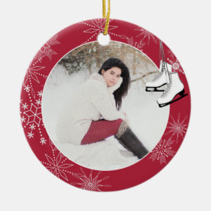 IJsschilfers en sneeuwvlokken met Photo Ceramic Or Keramisch Ornament