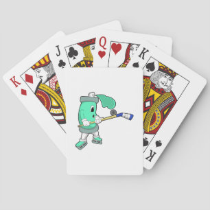 IJsspray op ijshockey met ijshockeystick Pokerkaarten