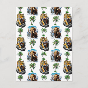 IJstijd Mammoet Sabeltand Tijger Patroon Ontwerp  Briefkaart