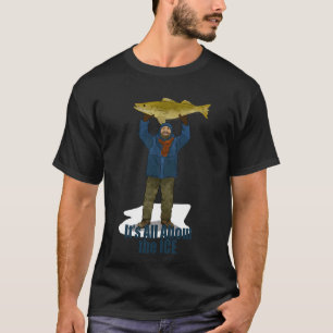 Ijsvissen, het draait allemaal om het ijs, man die t-shirt