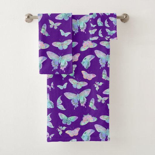  ijsvlinders op Paars Bad Handdoek (Insitu)