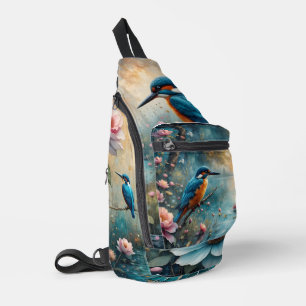 IJsvogel vogel boven water en Rozen Sling Bag