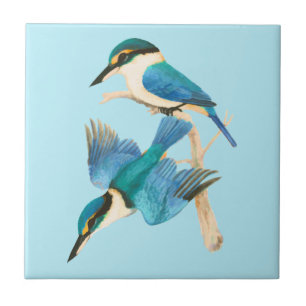 IJsvogel Vogels Aquarel Blauw Tegeltje