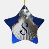 IJsvogel ,zeeschelpen blauwe saffier ster monogram Keramisch Ornament (Achterkant)