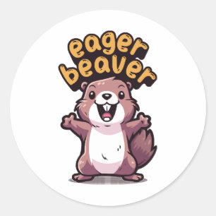 Ijverige bever ronde sticker